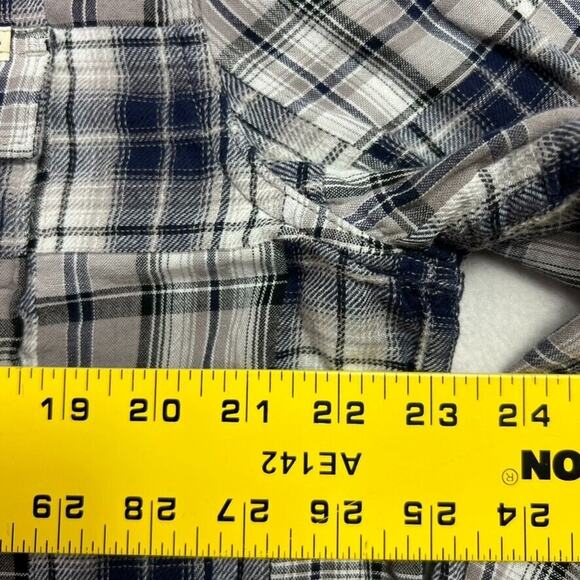 Lucky Brand Shirt Mens XL Blue Western Patchwork Pearl Snap Plaid Rodeo Country - Picture 4 of 8